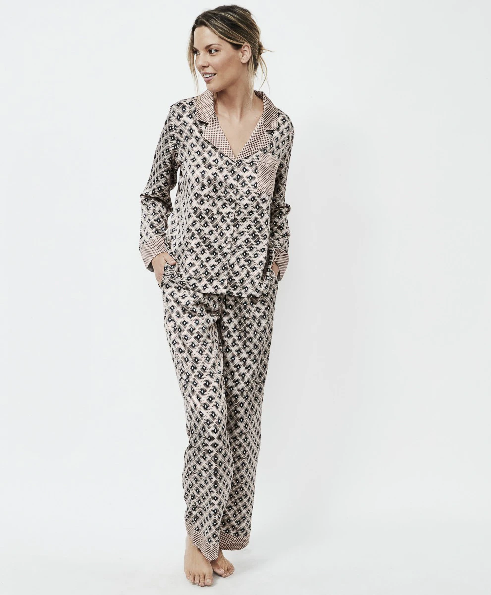 Selmark Printed Satin Pyjama Set 11676